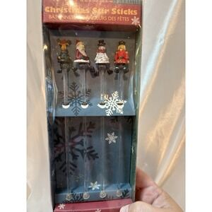 Sommelier Christmas Stir Sticks 4pk in box dangly legs